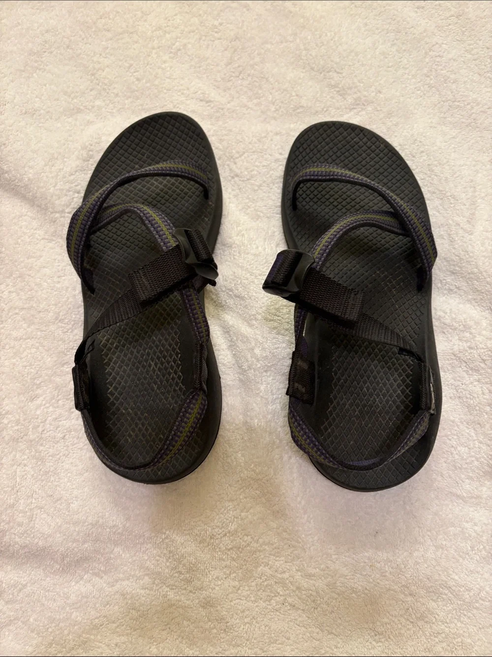 Chaco Black Sandals with Green Accent